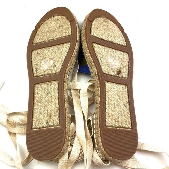 New J. Crew Navy Madras Plaid Lace Up D’Orsay Preppy Espadrille Sandals size 7.5 - Picture 6 of 7